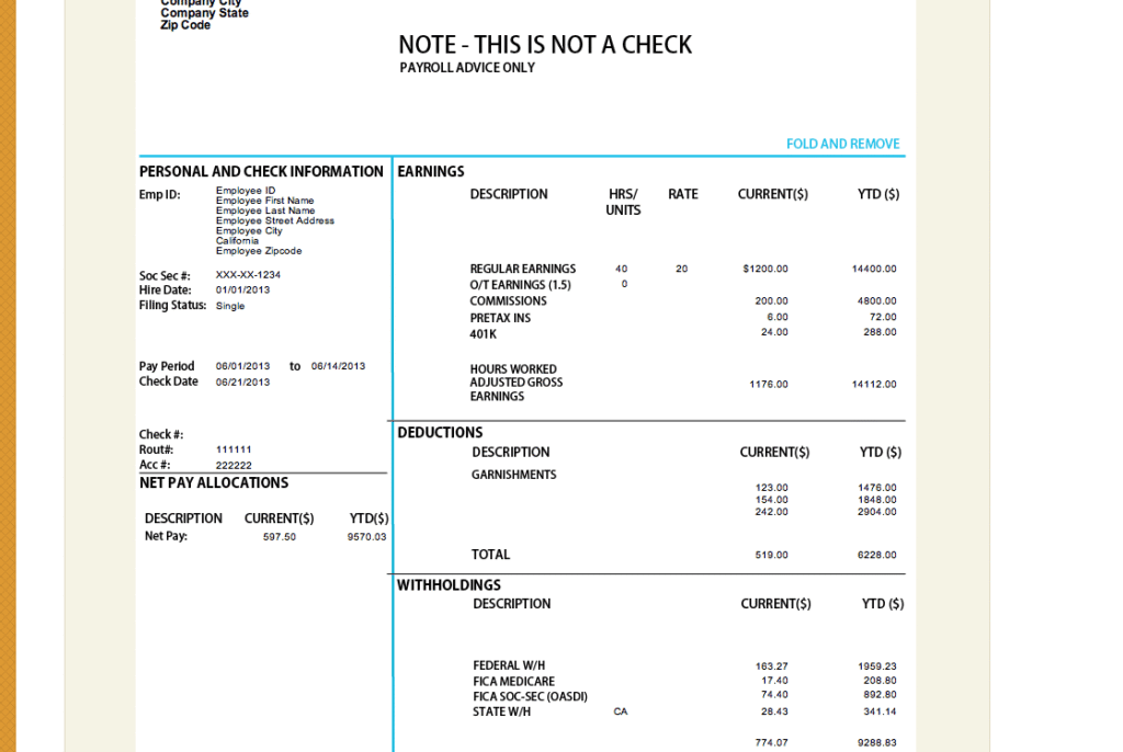pay stub template for Huntington West Virginia
